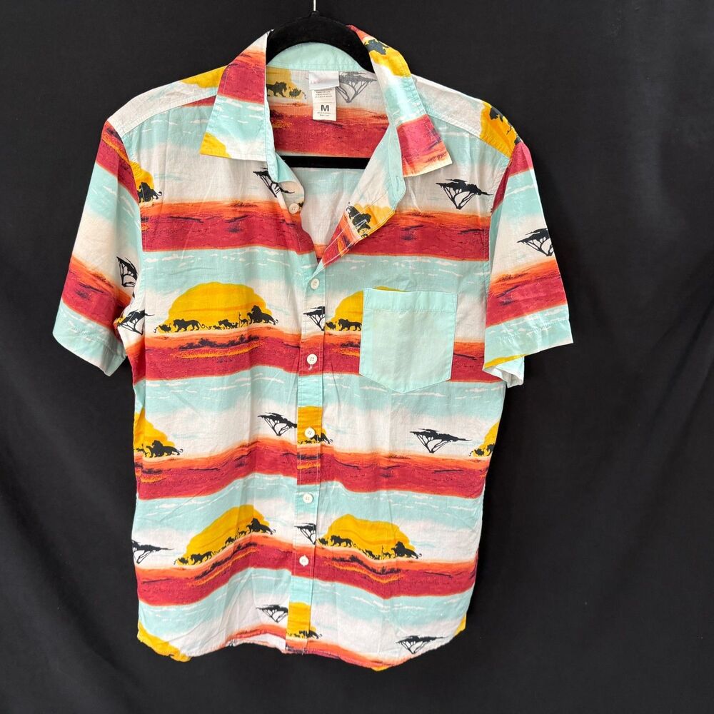 Disney Lion King Button Up Shirt Pride Lands Sunset Medium